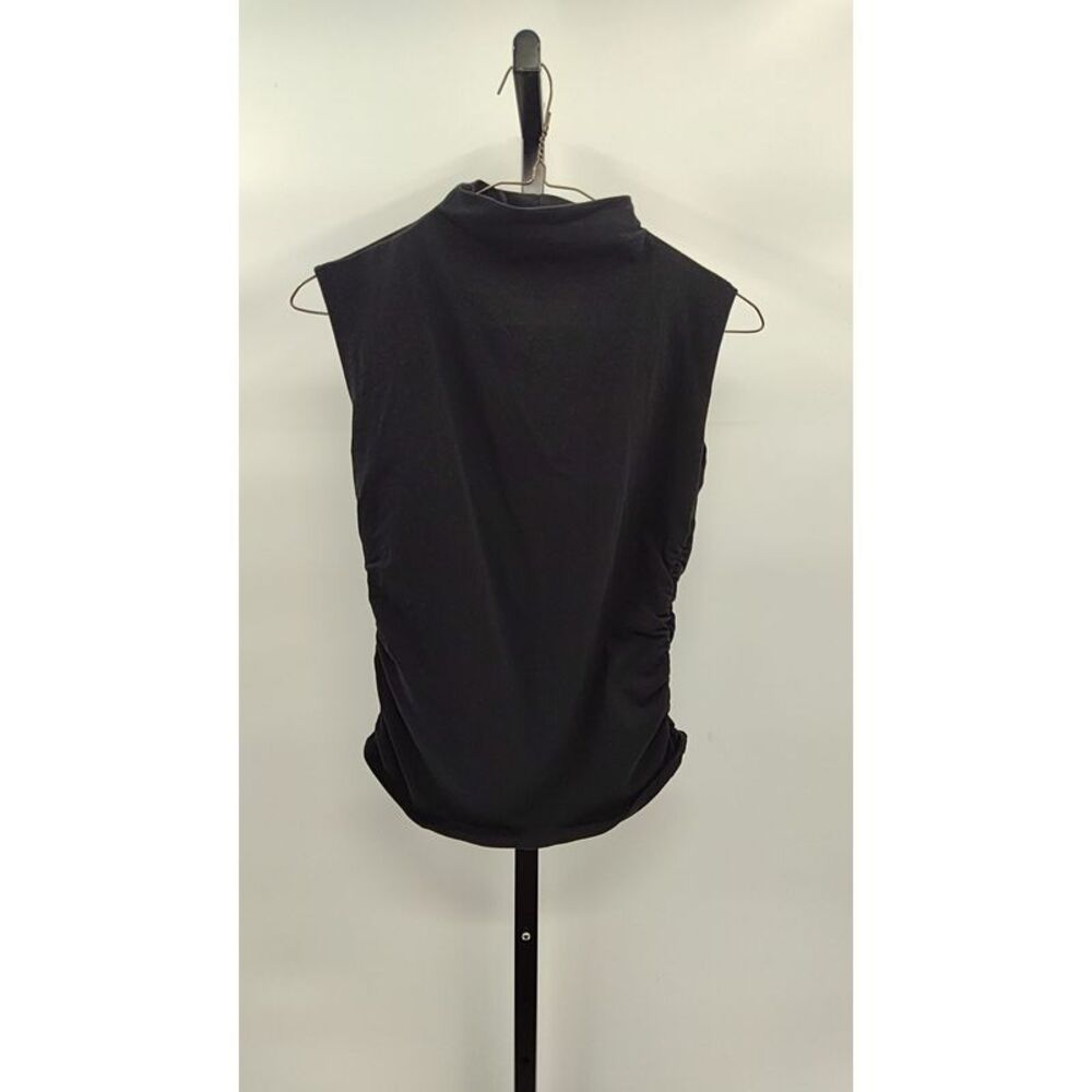 Quince Women Stretch Cotton Jersey Sleeveless Mock Neck Top Black S